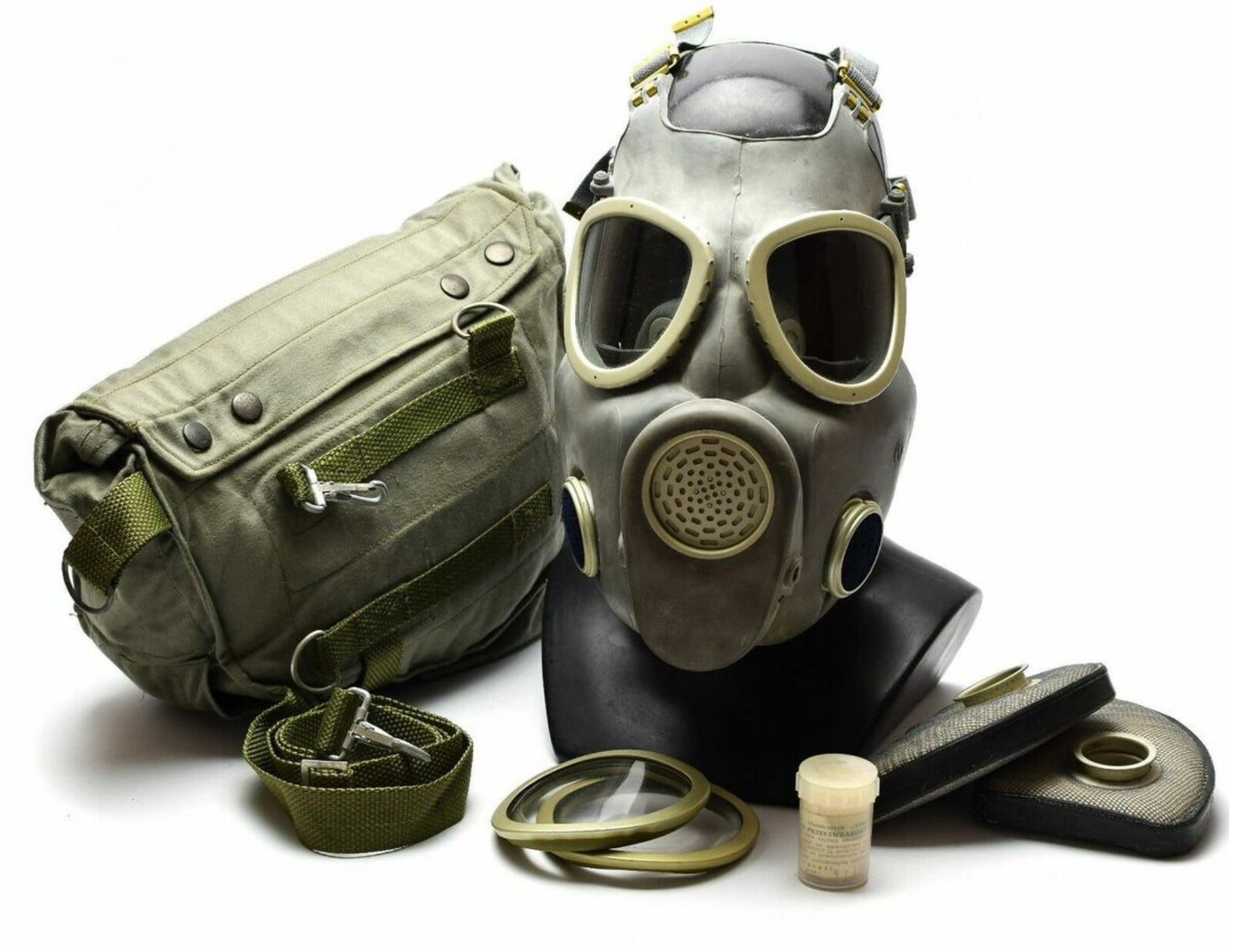POLISH MP4 BLACK GAS MASK WITH 5 FILTERS & BAG NEW