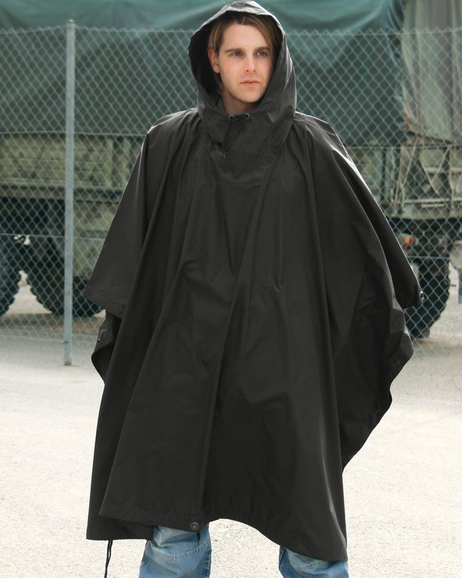 New MIL-TEC® BLACK RIPSTOP WET WEATHER PONCHO