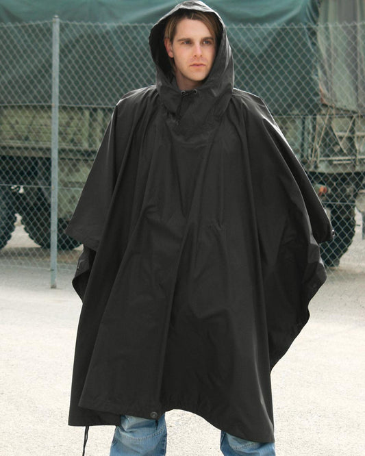 New MIL-TEC® BLACK RIPSTOP WET WEATHER PONCHO