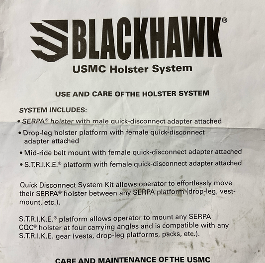 Blackhawk C1370 Beretta 92 holster set- USMC