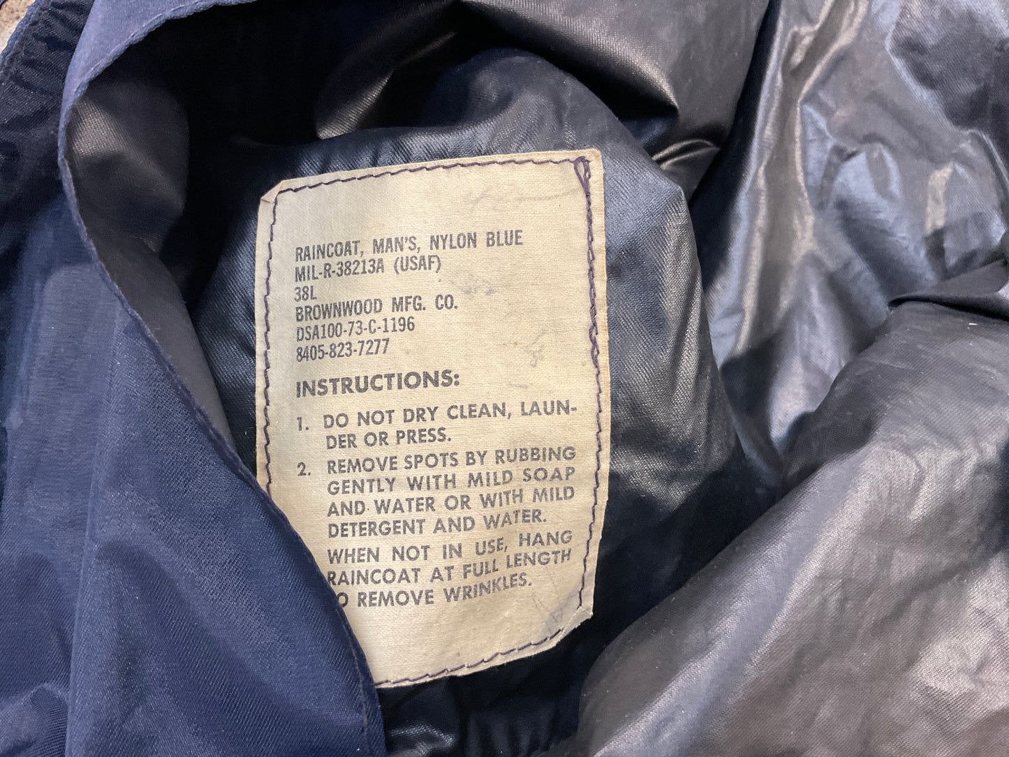 Vintage USAF Blue Nylon Raincoat