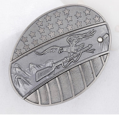 Patriotic Eagle Folding Belt Buckle with Pewter Handle
