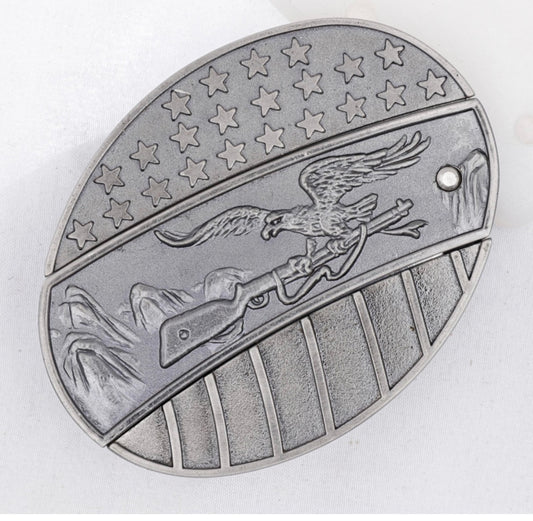 Patriotic Eagle Folding Belt Buckle with Pewter Handle