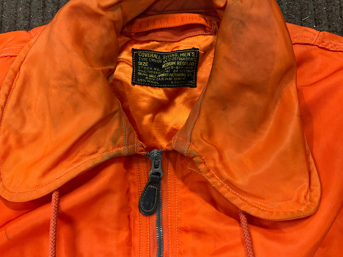 Vintage 60s USAF CWU-1/P USAF Flyers Coverall Orange Mens Medium Regular