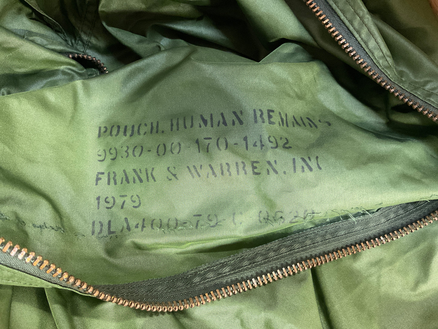 U.S. Military OD Human Remains Type 1 Body Bag