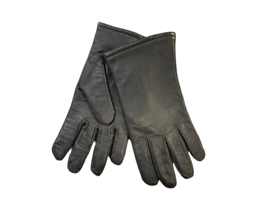 Wool Lined Black Leather Gloves