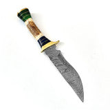 Land and Sky Fixed Blade Clip Point Damascus Outdoor Hunting Knife