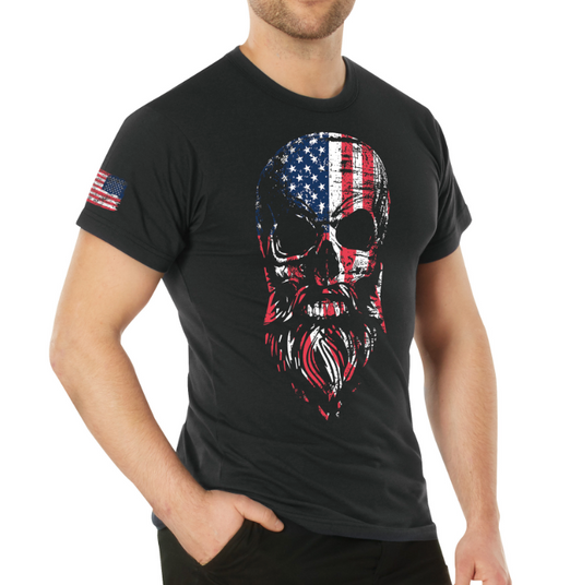 Rothco US Flag Bearded Skull T-Shirt